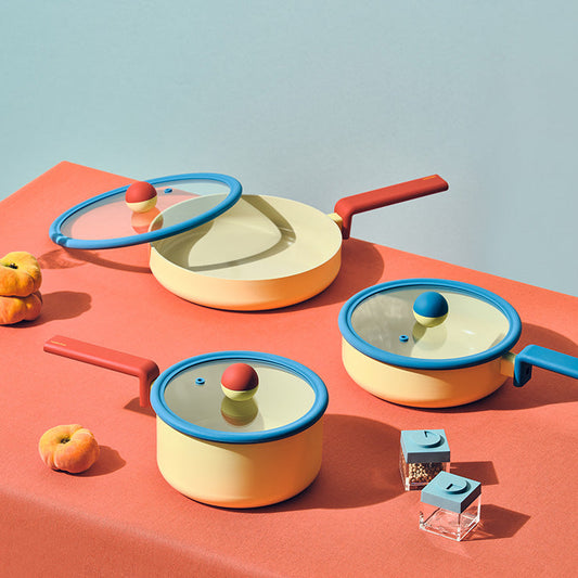 Neoflam Danish non-toxic cookware set with saucepan, casserole, wok and frying pan, induction compatible