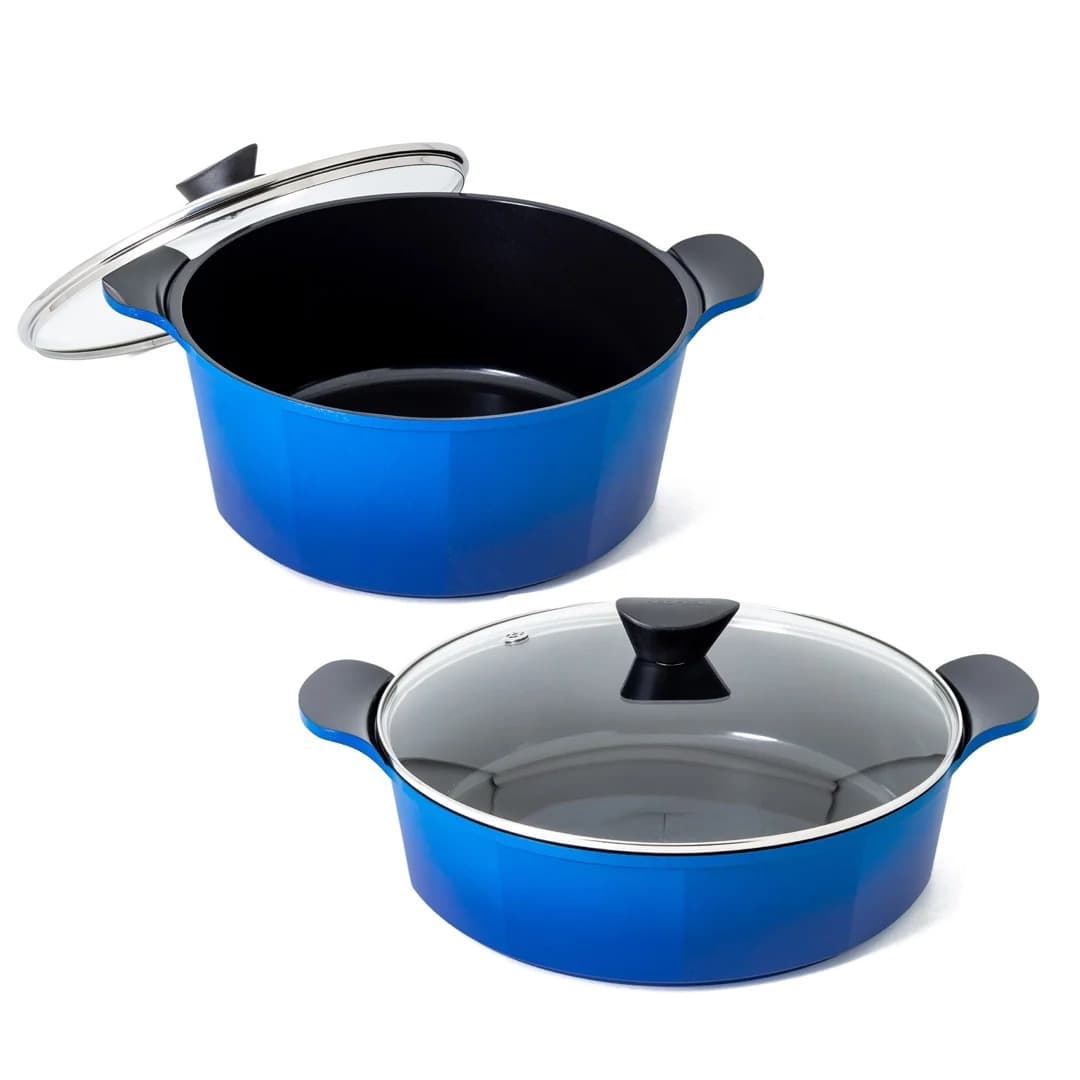 Neoflam Venn Set 2 Pièces — Casserole Basse 32cm & Casserole 32cm Bleu