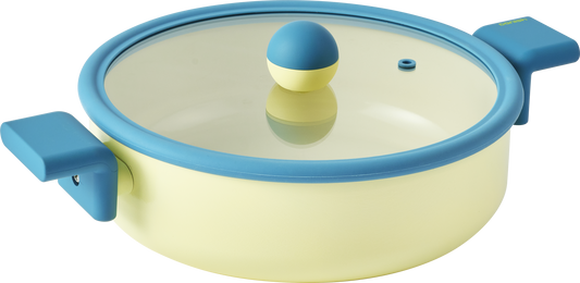 Neoflam Danish — Faitout Bas Aluminium 24 cm avec Couvercle en Verre